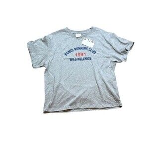 Wilo the Label Bondi Running Club T Shirt Gray Short Sleeve Womens Size Medium